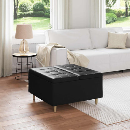 Pouf contenitore Nero 80 x 80 x 45 cm Pelle sintetica | homemem39