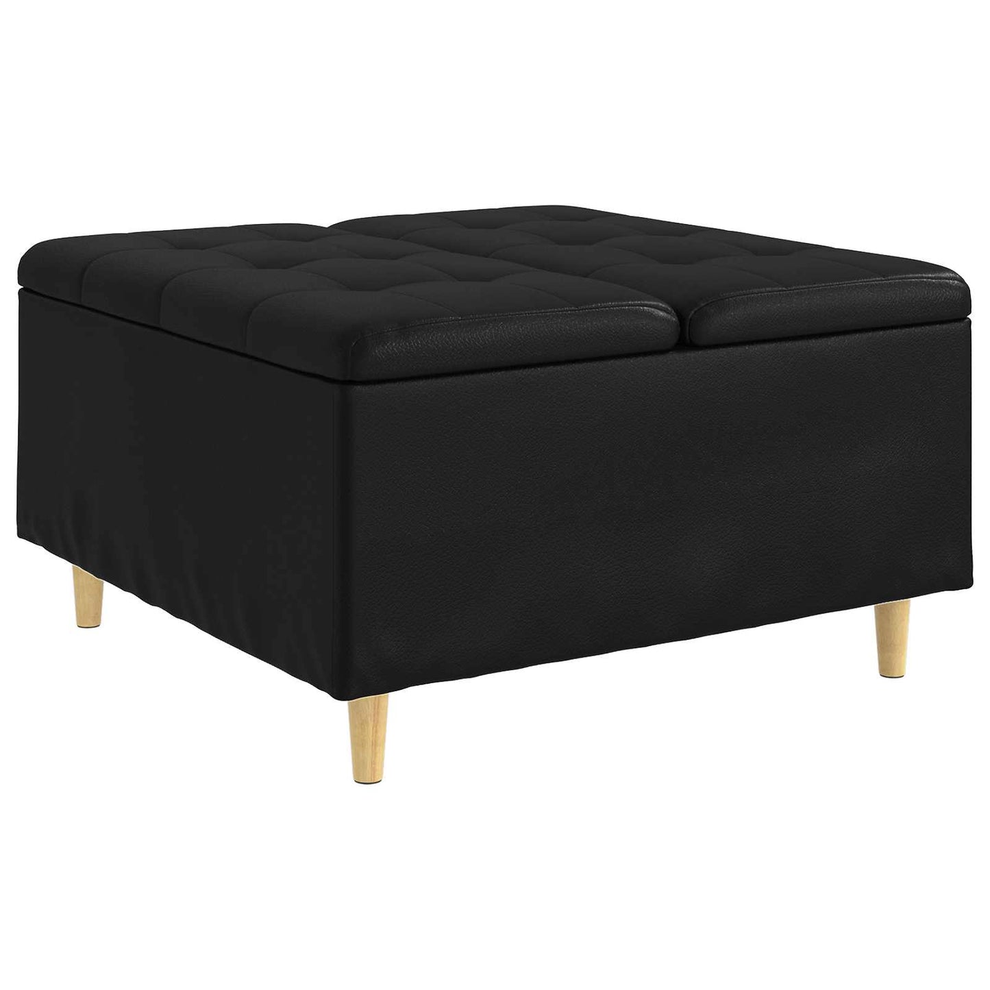Pouf contenitore Nero 80 x 80 x 45 cm Pelle sintetica | homemem39