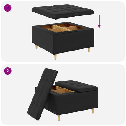 Pouf contenitore Nero 80 x 80 x 45 cm Pelle sintetica | homemem39