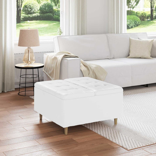Pouf contenitore Bianco 80 x 80 x 45 cm Pelle sintetica | homemem39