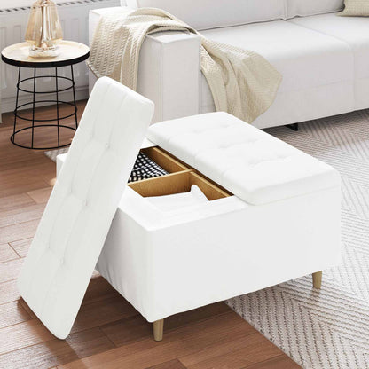 Pouf contenitore Bianco 80 x 80 x 45 cm Pelle sintetica | homemem39