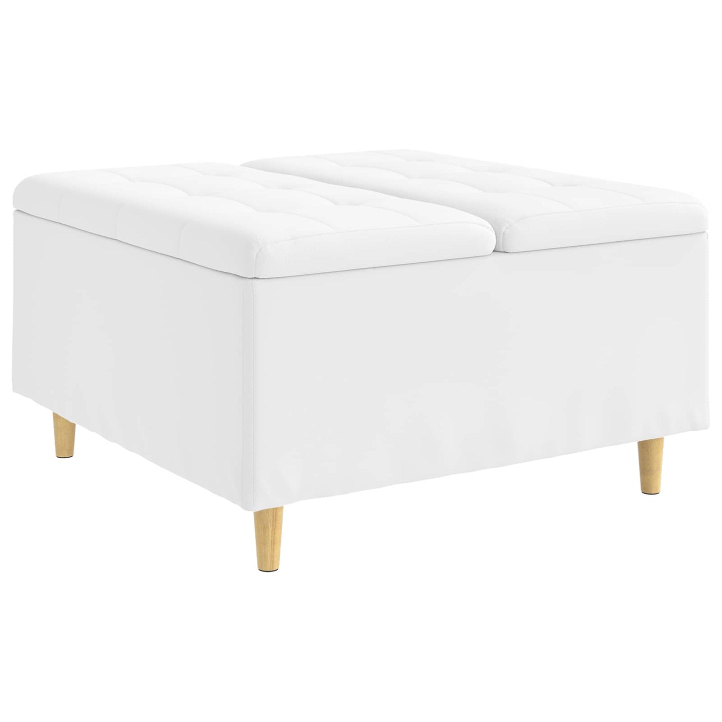 Pouf contenitore Bianco 80 x 80 x 45 cm Pelle sintetica | homemem39