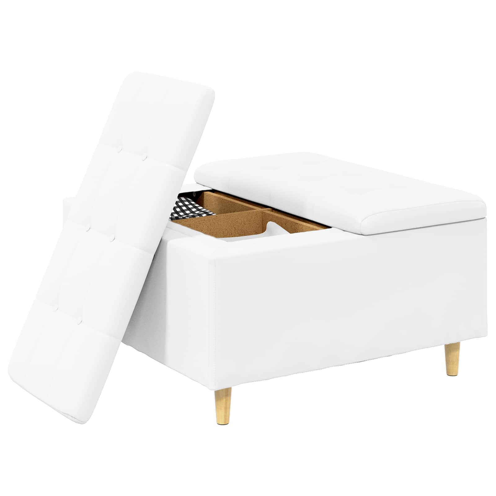 Pouf contenitore Bianco 80 x 80 x 45 cm Pelle sintetica | homemem39
