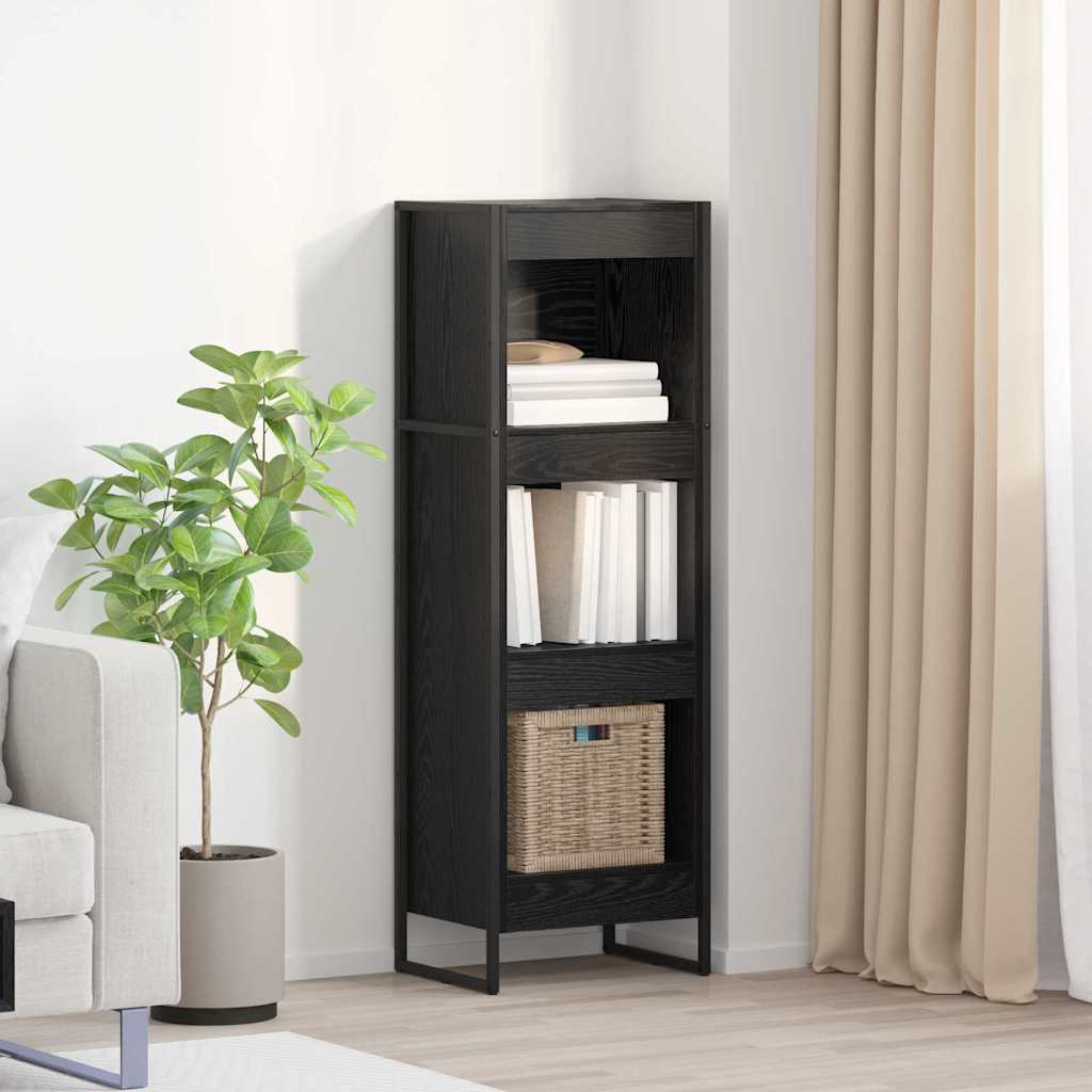 Armadio per Libri Rovere Nero 80 x 30 x 155 cm