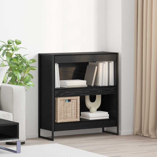 Armadio per Libri Rovere Nero 80 x 30 x 155 cm