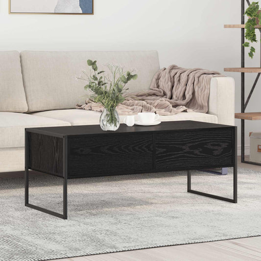 Tavolino da salotto con cassetto Rovere Nero 100 x 46 x 40 cm | homemem39