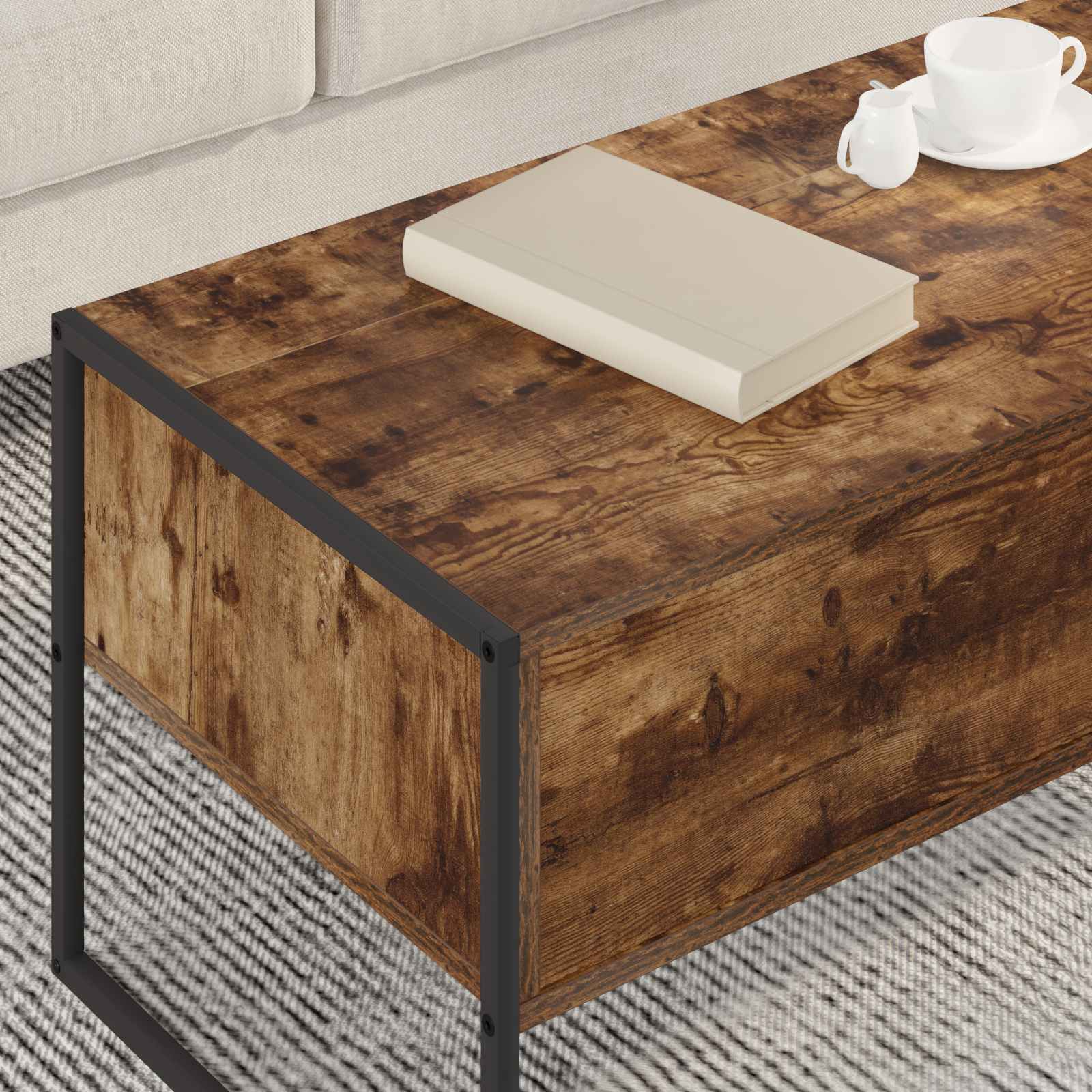 Tavolino da salotto Quercia Fumosa 100 x 46 x 40 cm | homemem39