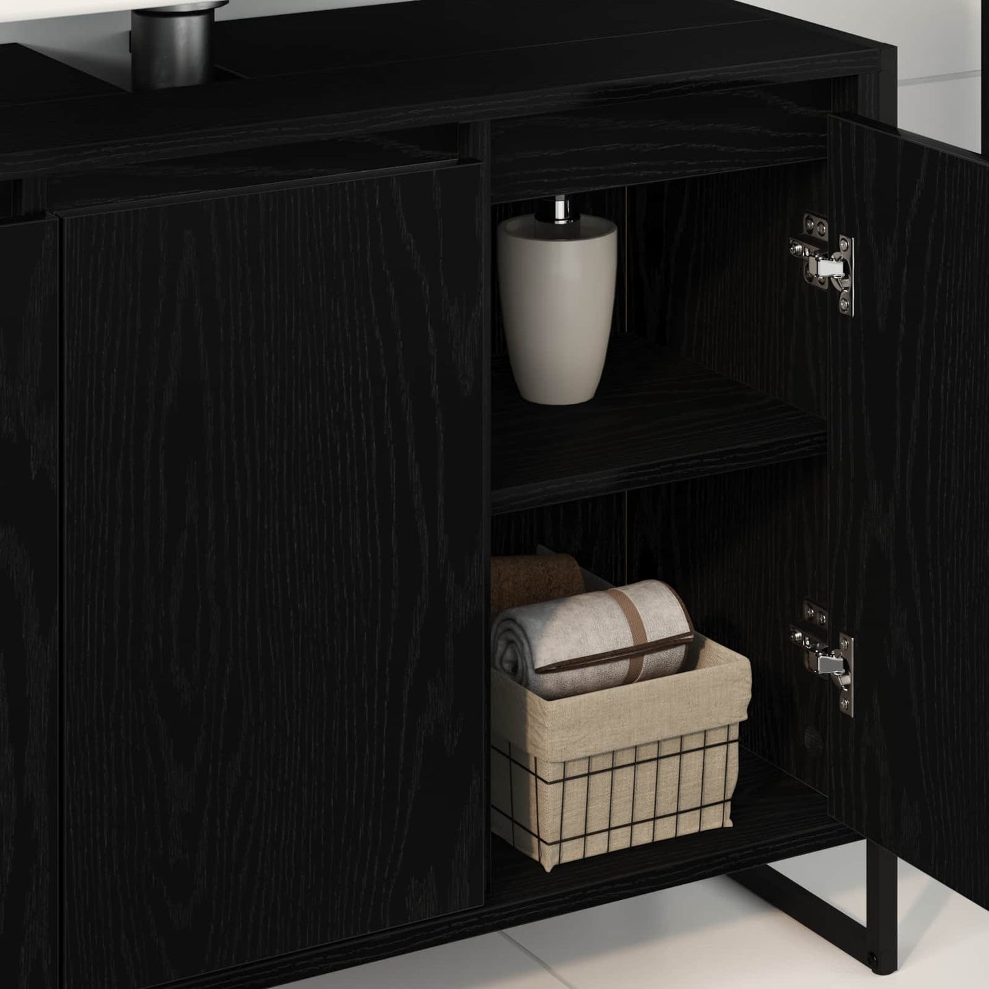 Mobile da Bagno Rovere Nero 90 x 30 x 60 cm Legno multistrato