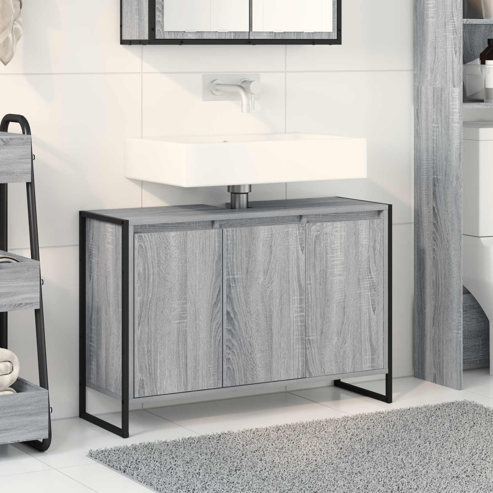 Mobile da Bagno Grigio Sonoma 90 x 30 x 60 cm Legno multistrato | homemem39