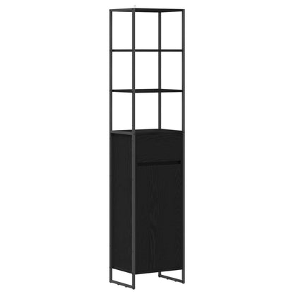 Mobile da Bagno Rovere Nero 40 x 30 x 180 cm Legno multistrato | homemem39