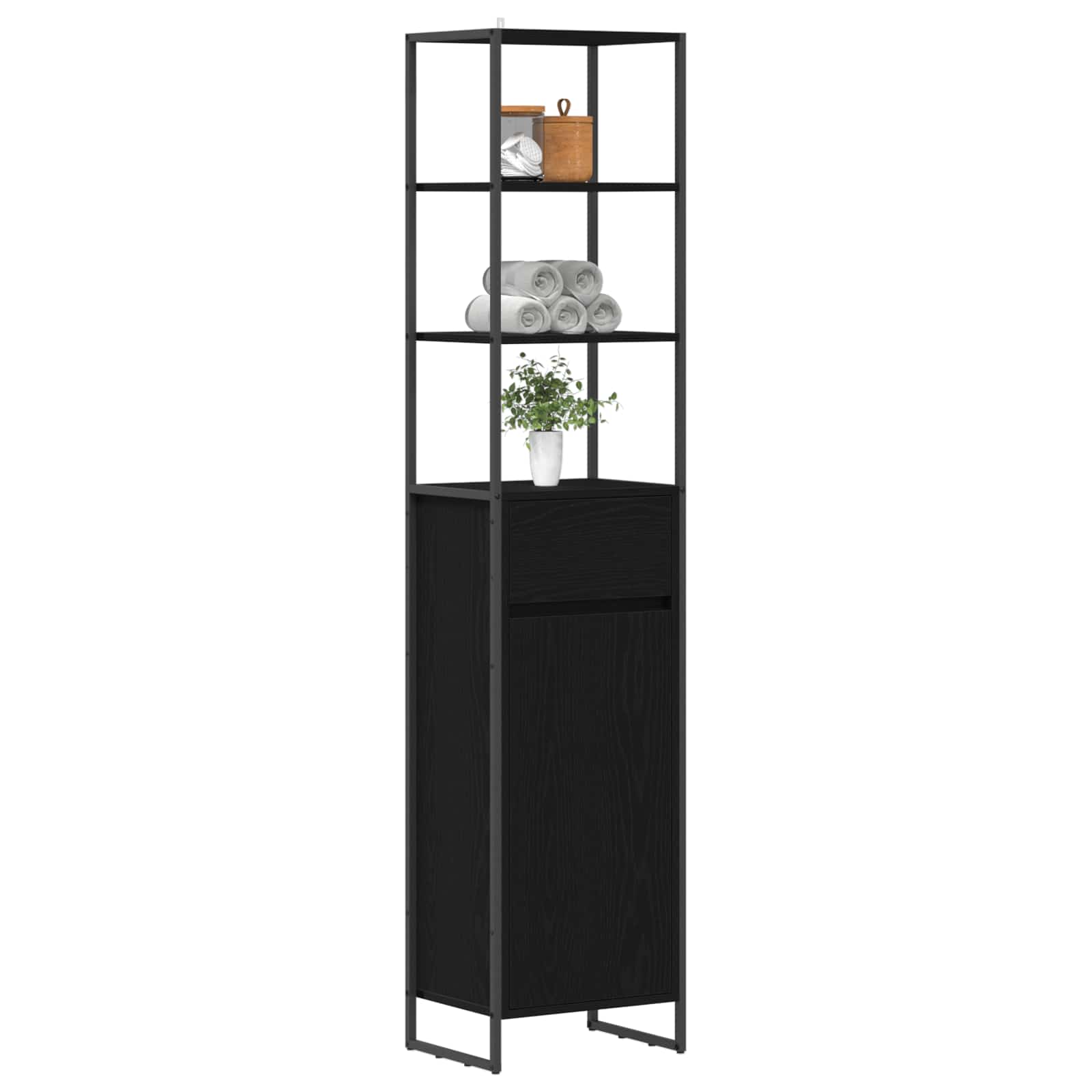 Mobile da Bagno Rovere Nero 40 x 30 x 180 cm Legno multistrato | homemem39