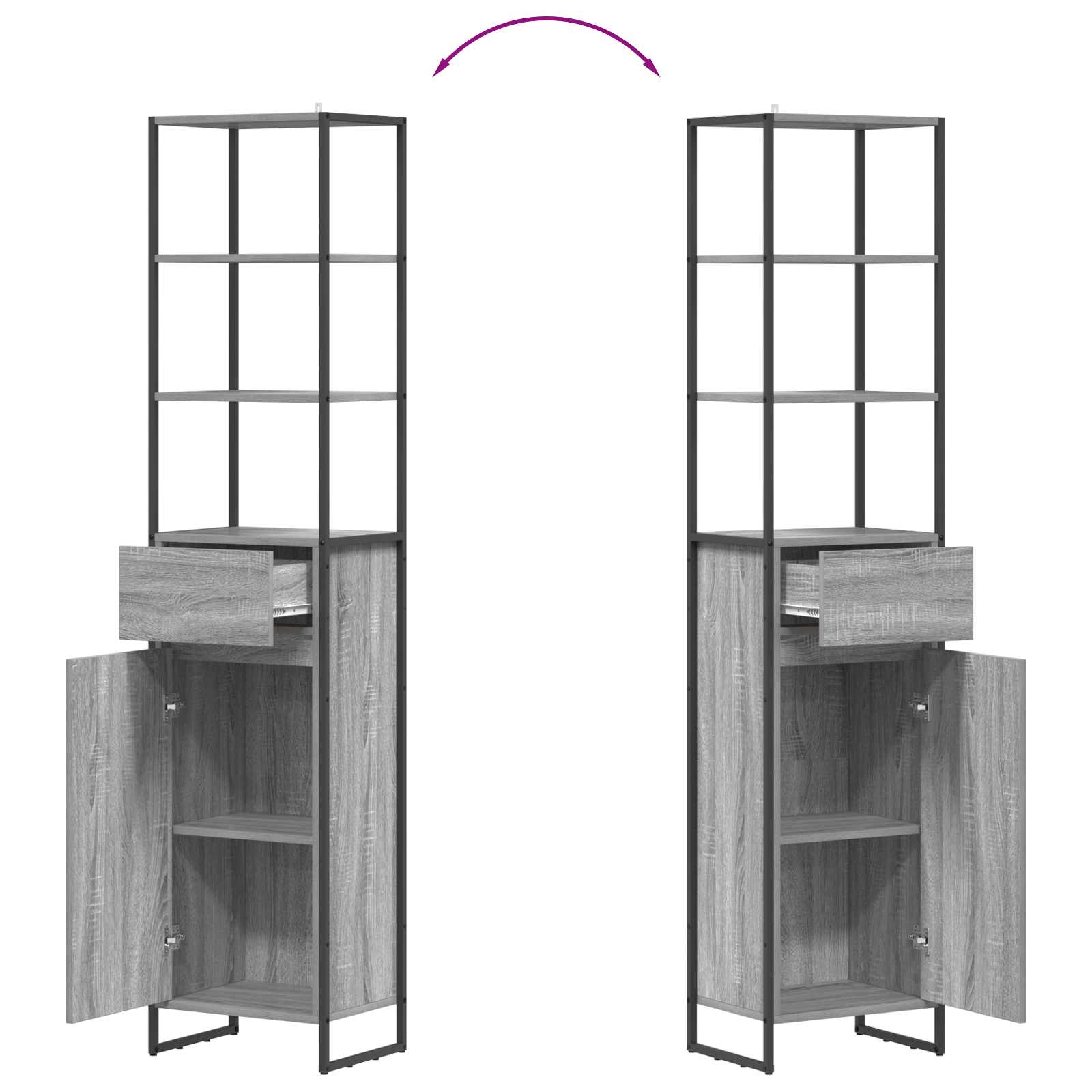 Mobile da Bagno con cassetto Grigio Sonoma 40 x 30 x 180 cm | homemem39