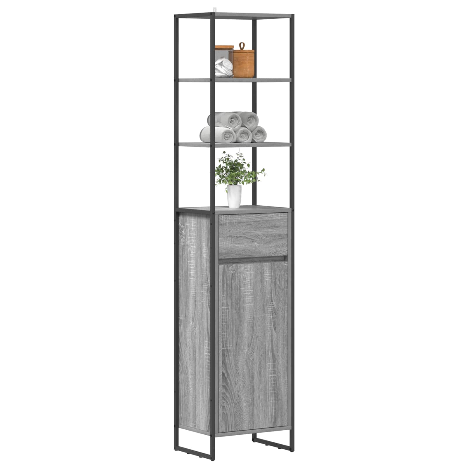 Mobile da Bagno con cassetto Grigio Sonoma 40 x 30 x 180 cm | homemem39