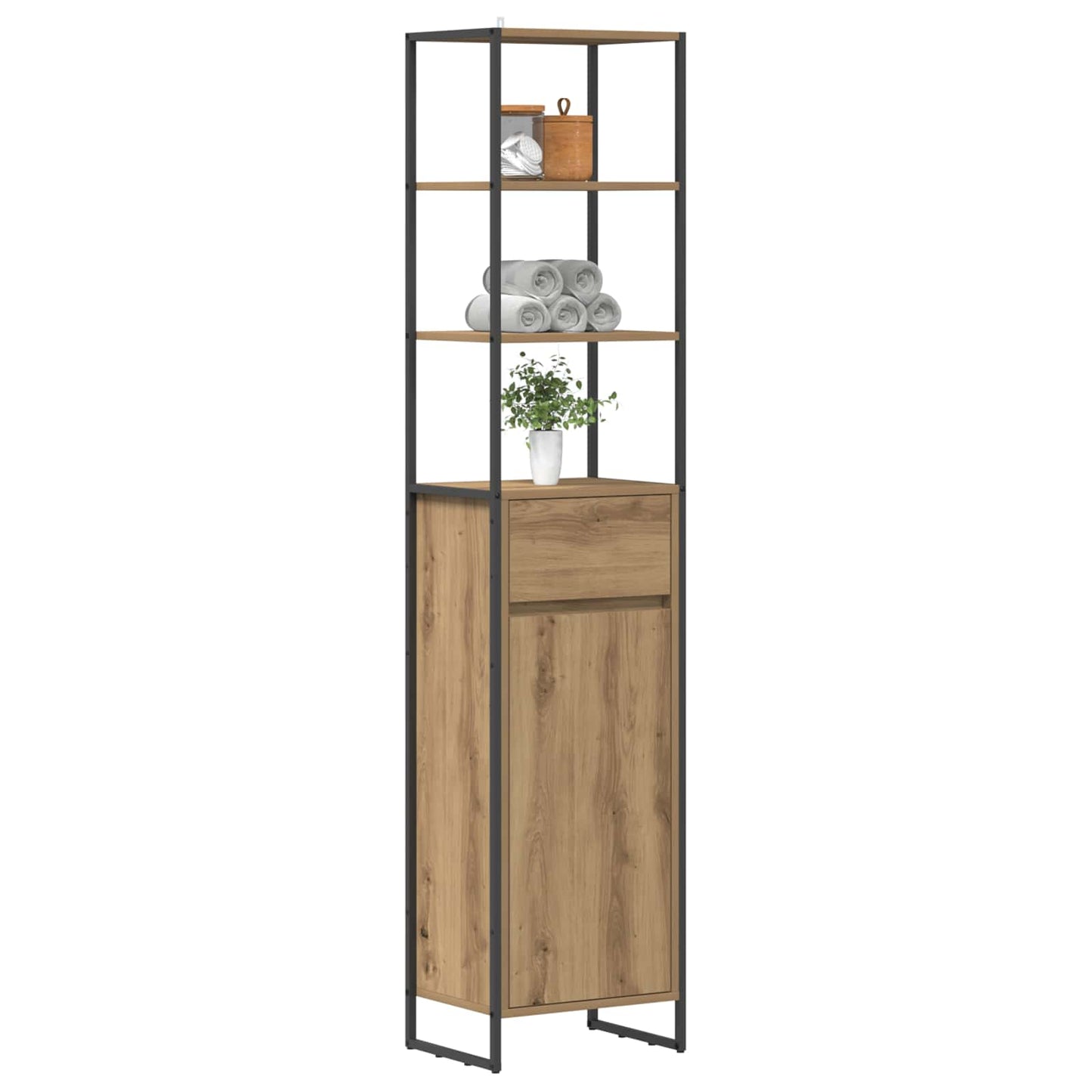 Mobile da Bagno con porta Rovere Artigianale 40 x 30 x 180 cm | homemem39