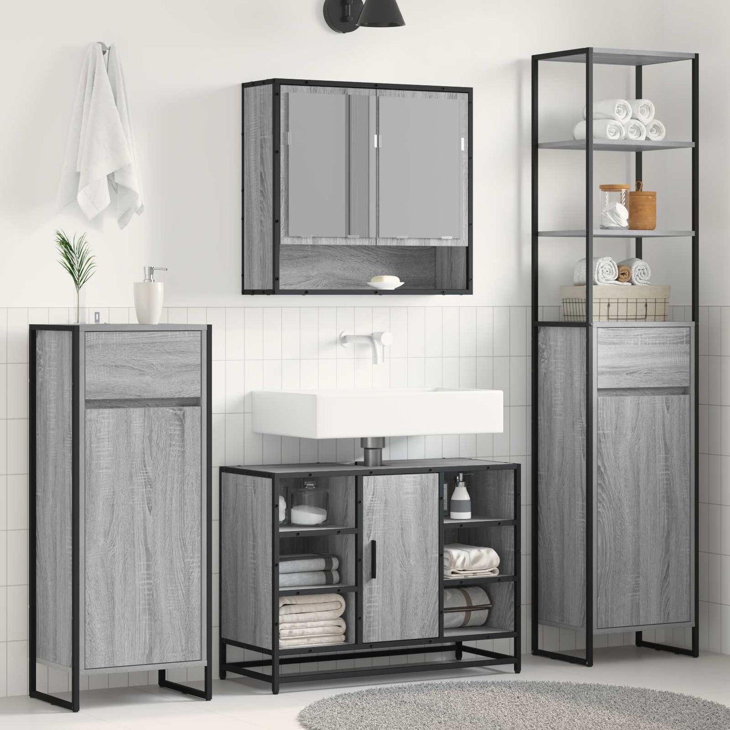 Mobile da Bagno con cassetto Grigio Sonoma 40 x 30 x 100 cm | homemem39