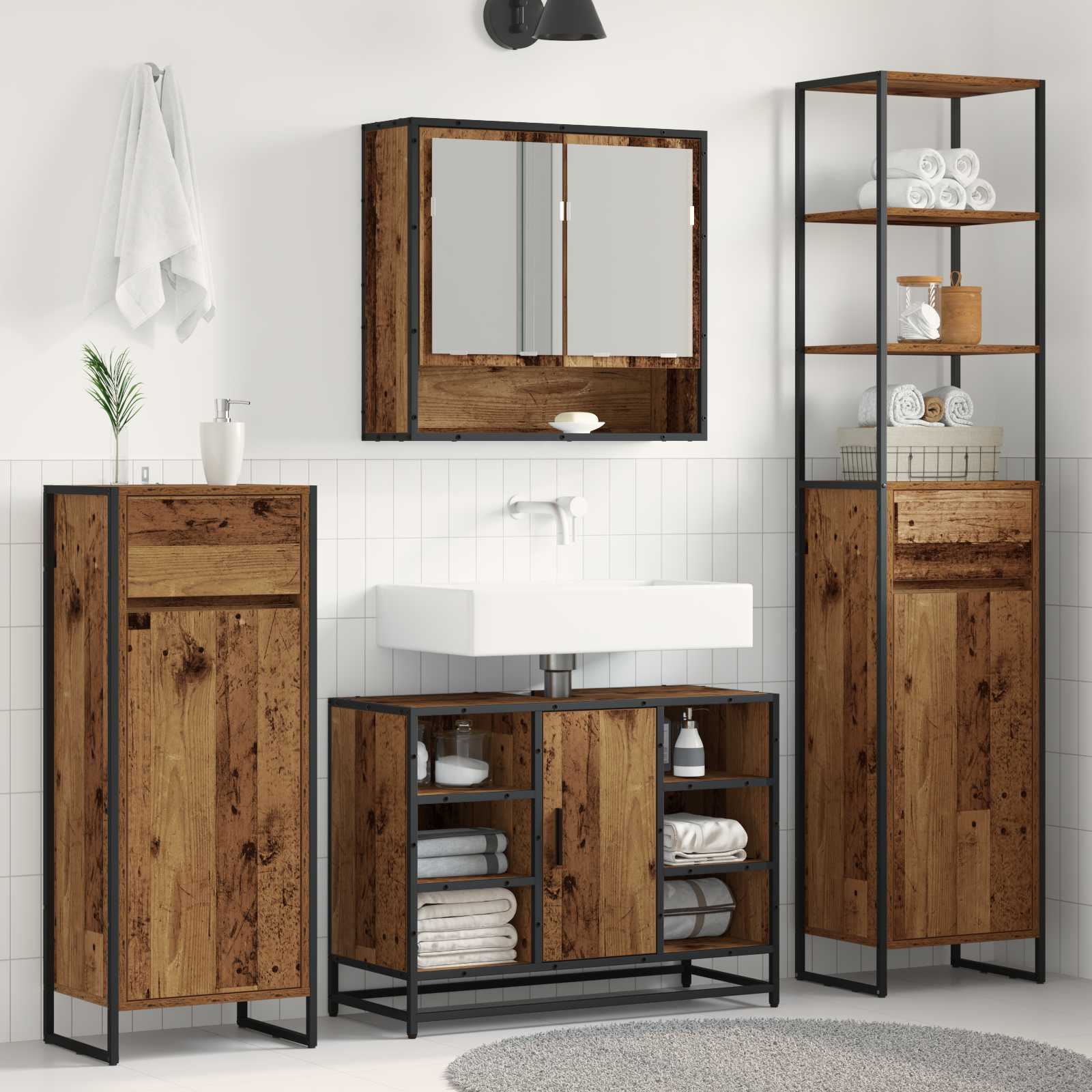 Mobile da Bagno con cassetto Legno vecchio 40 x 30 x 100 cm | homemem39