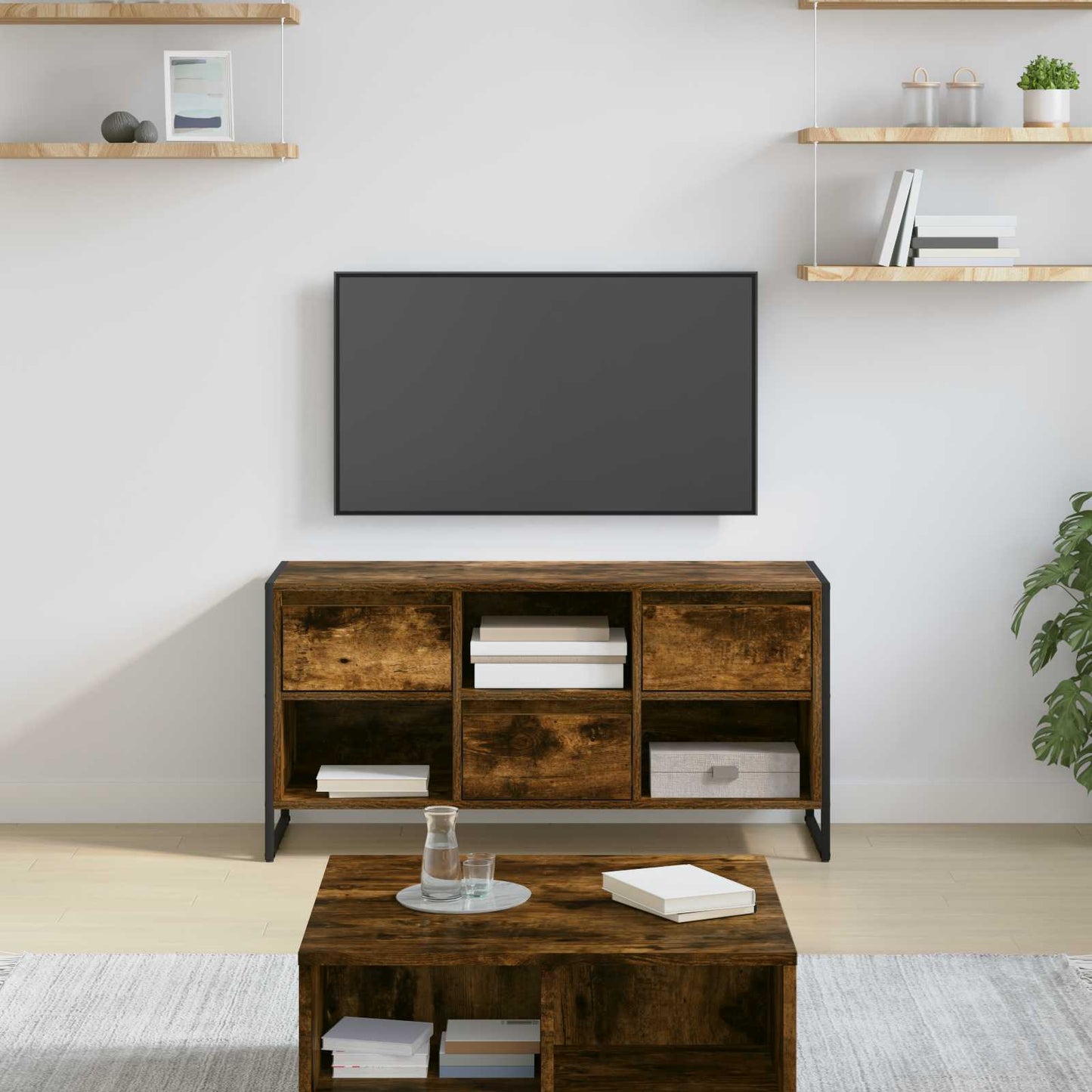 Mobile TV Quercia Fumosa 100 x 36 x 49,5 cm Legno multistrato