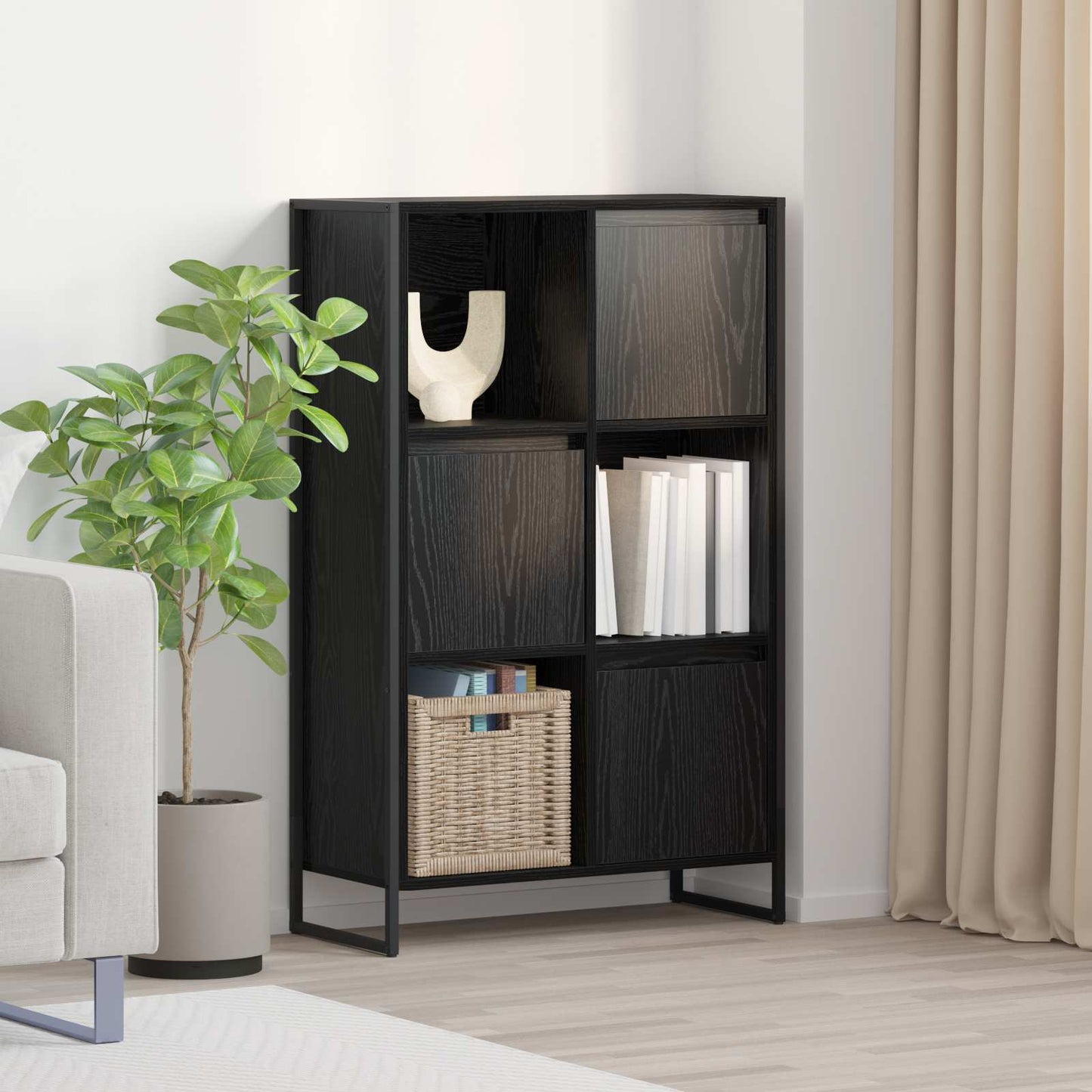 Armadio per Libri Rovere Nero 68 x 30 x 108.5 cm