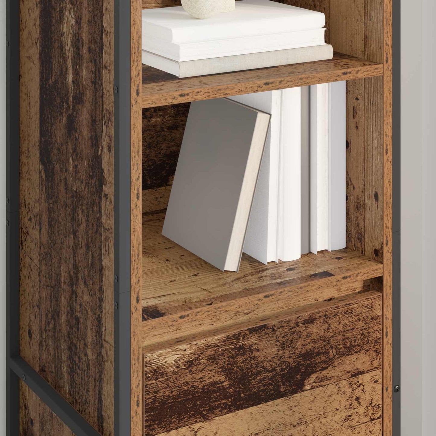 Armadio per Libri con cassetto Legno vecchio 43 x 36 x 150.5 cm