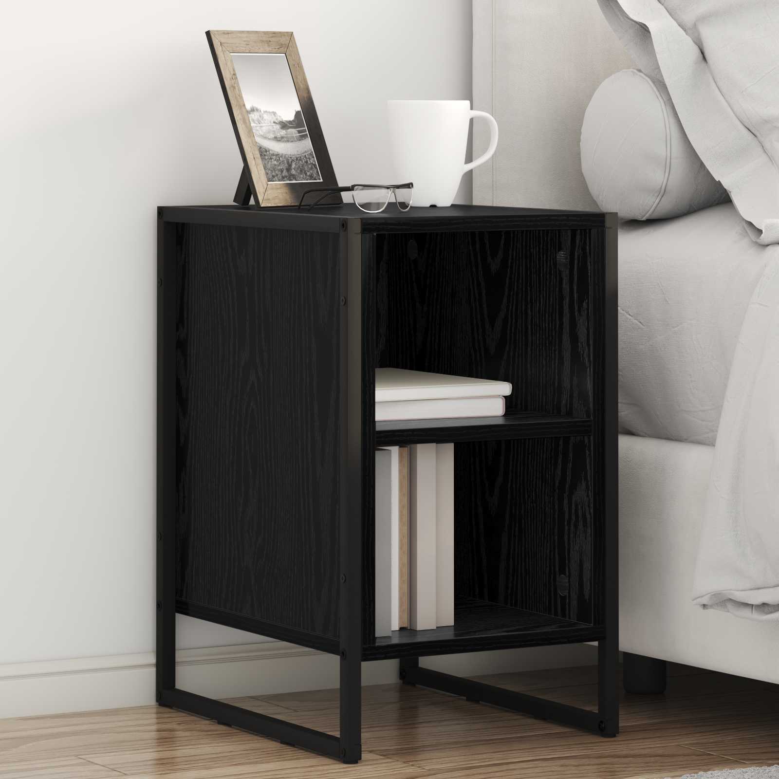 Comodino Rovere Nero 39.5 x 30 x 50 cm Legno ingegnerizzato | homemem39