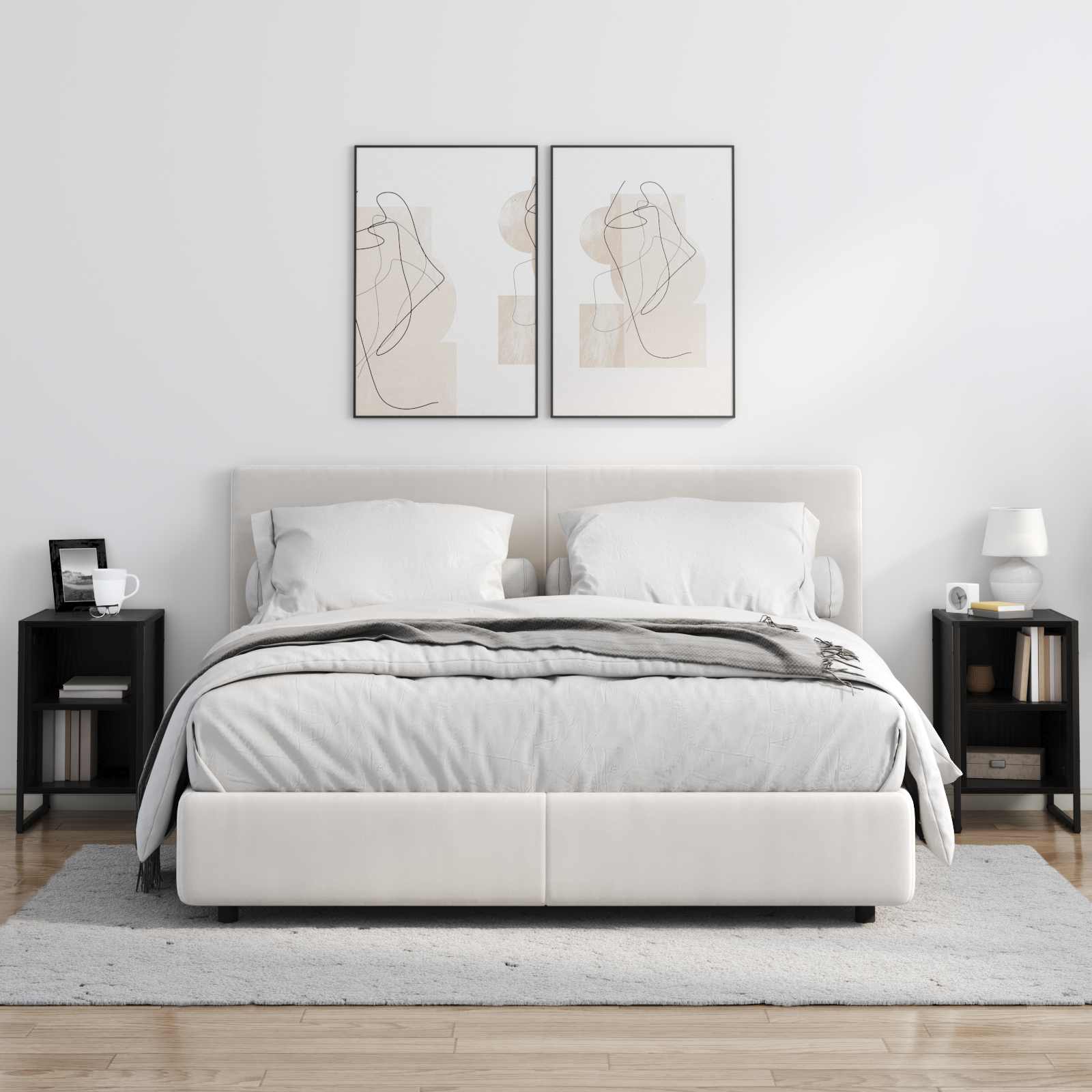 Comodino Rovere Nero 39.5 x 30 x 50 cm Legno ingegnerizzato | homemem39