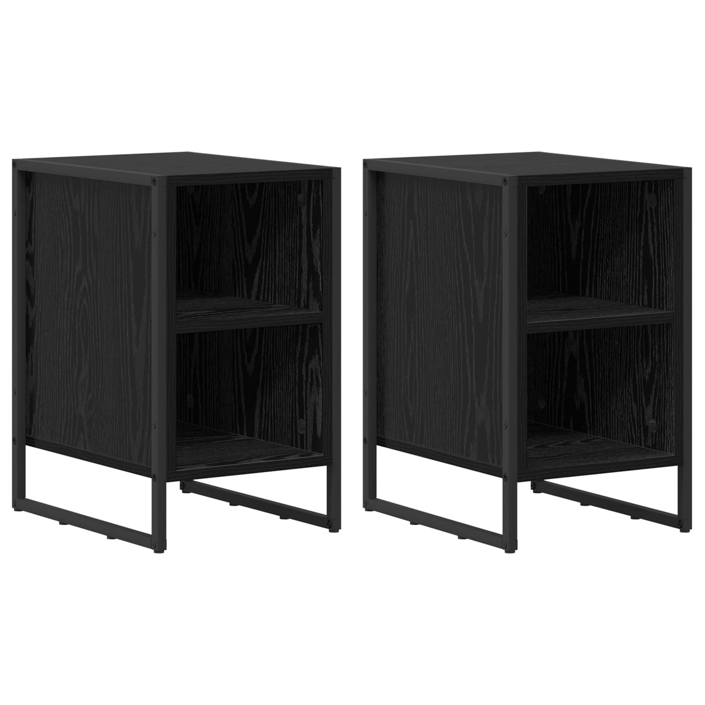 Comodino 2 pz Rovere Nero 39.5 x 30 x 50 cm