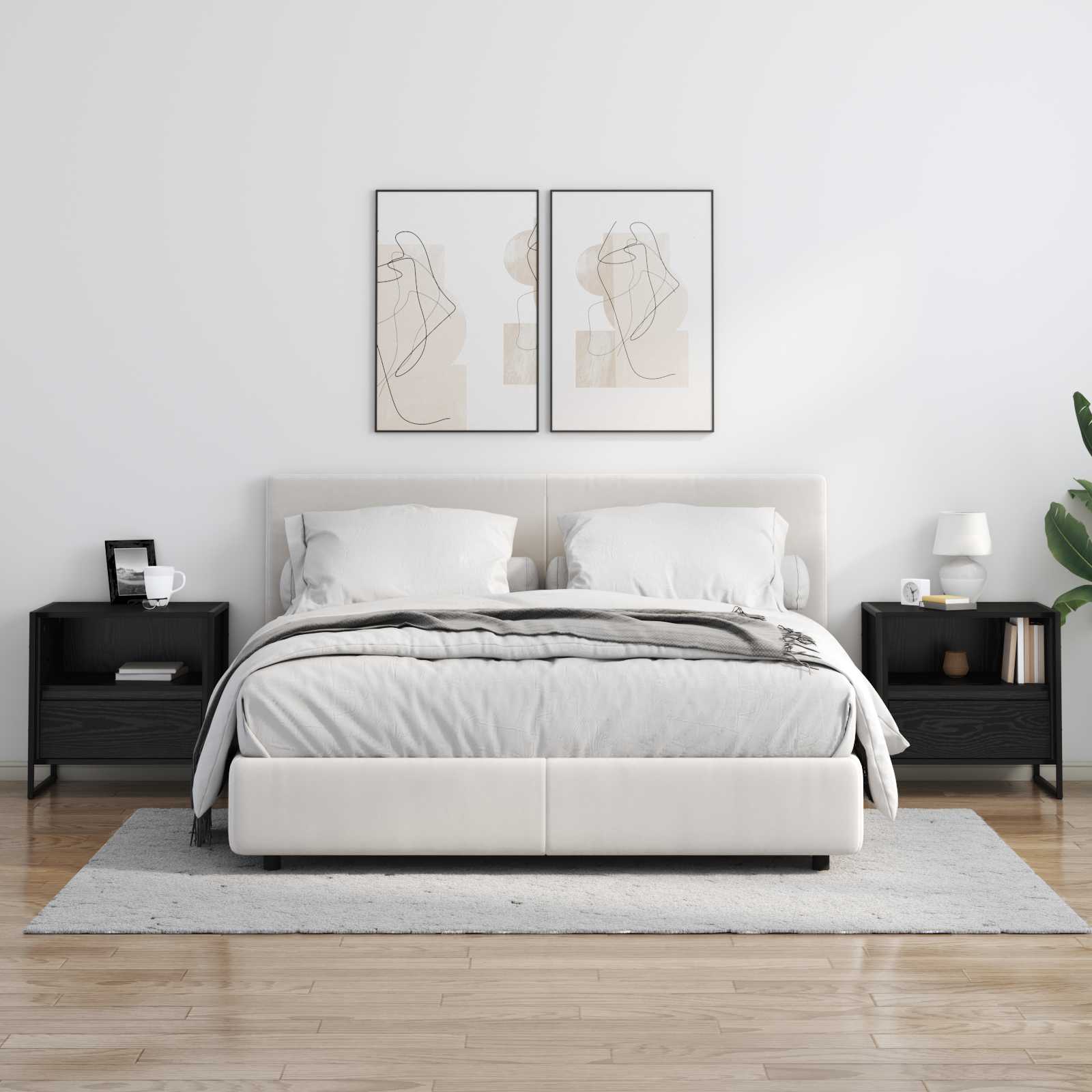Comodino Rovere Nero 50 x 39,5 x 50 cm Legno multistrato | homemem39