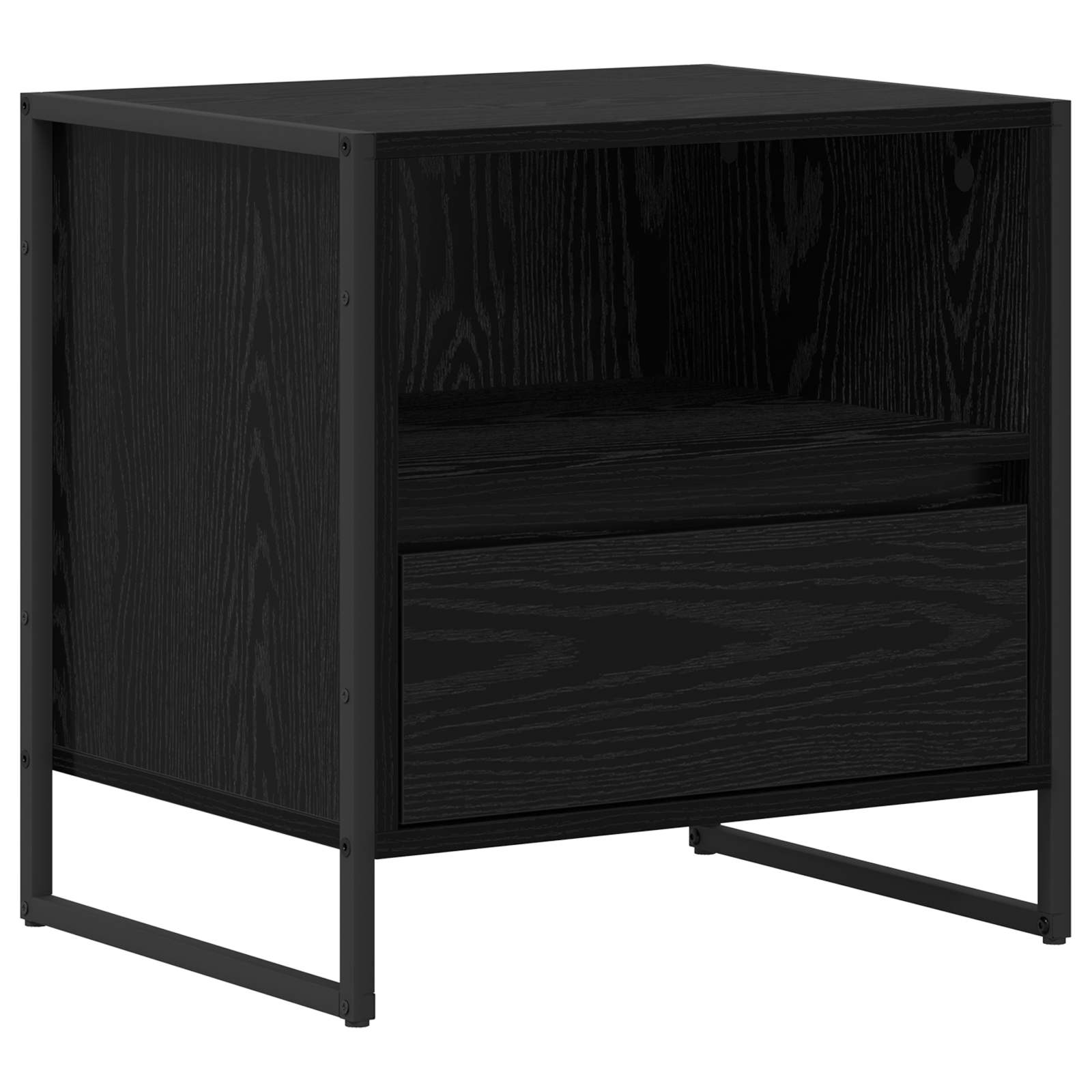 Comodino Rovere Nero 50 x 39,5 x 50 cm Legno multistrato | homemem39