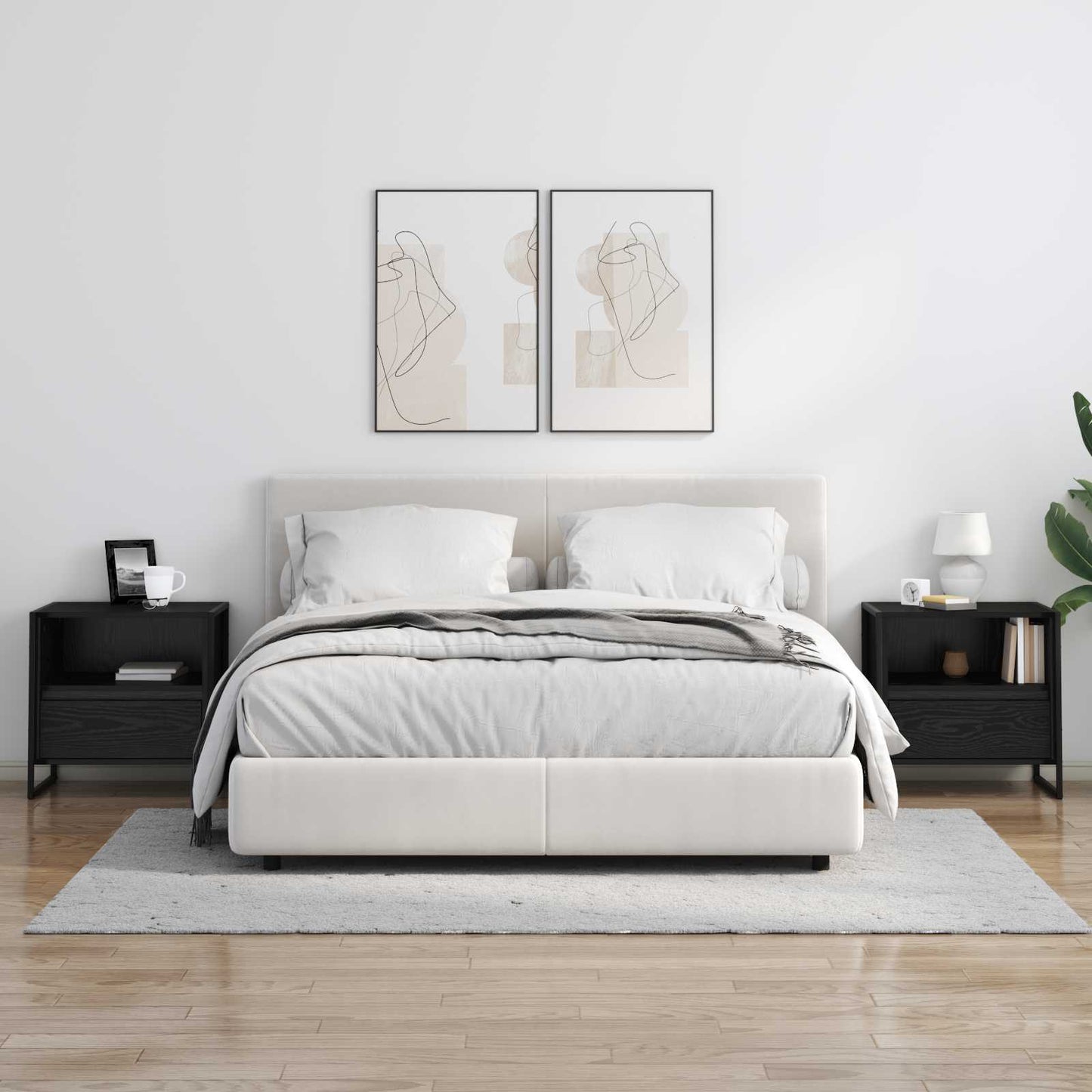 Comodino 2 pz Rovere Nero 50 x 39,5 x 50 cm