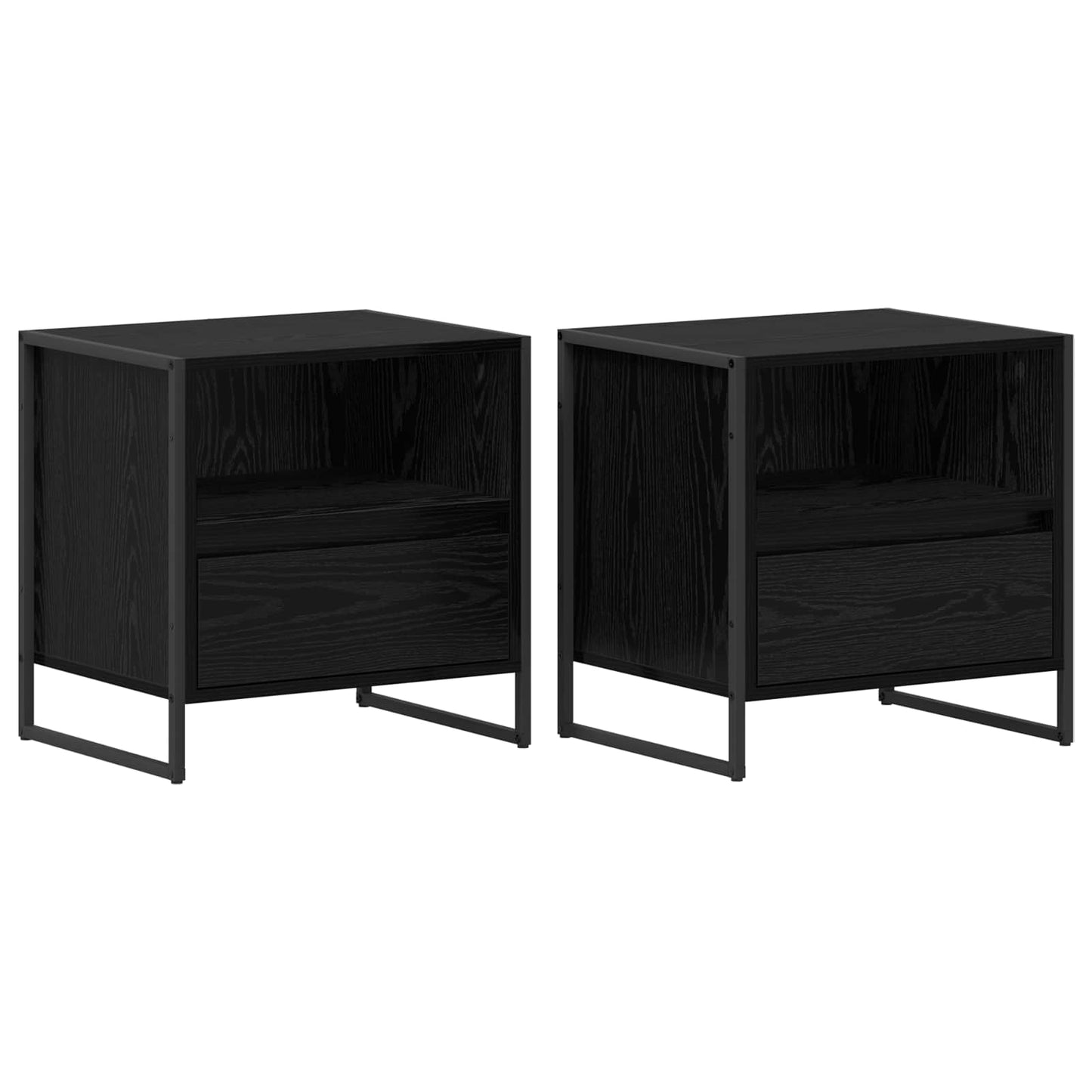 Comodino 2 pz Rovere Nero 50 x 39,5 x 50 cm