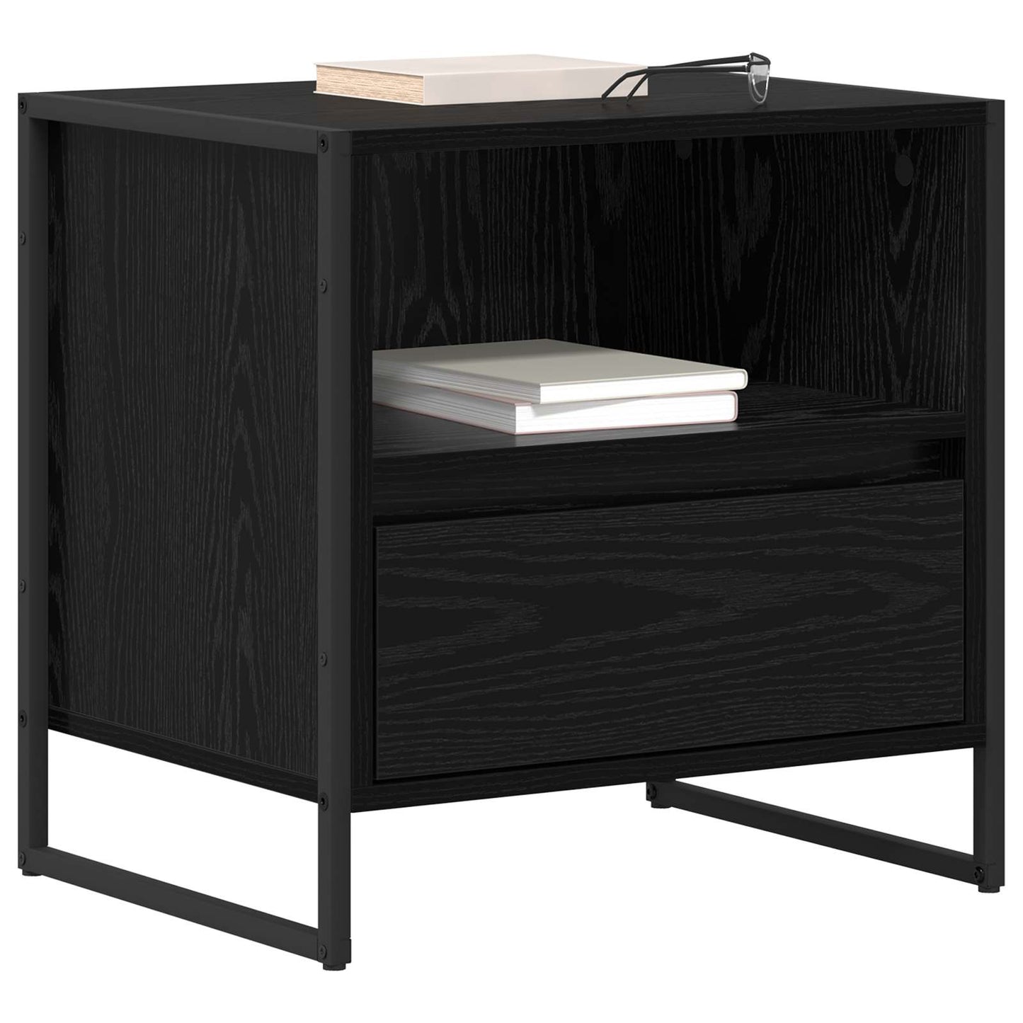 Comodino 2 pz Rovere Nero 50 x 39,5 x 50 cm