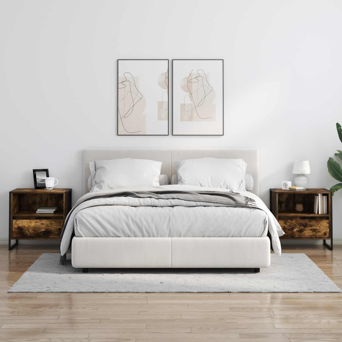 Comodino con cassetto 2 pcs Quercia Fumosa 50 x 39,5 x 50 cm | homemem39