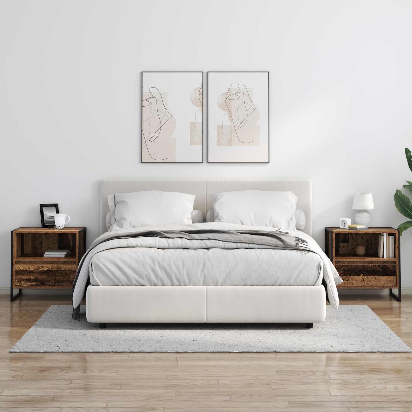 Comodino con cassetto 2 pcs Legno vecchio 50 x 39,5 x 50 cm | homemem39