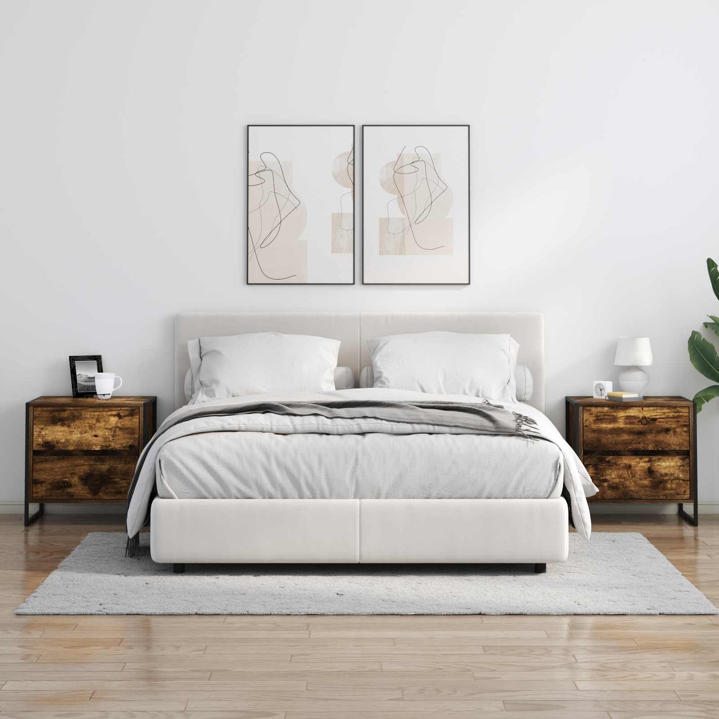 Comodino con cassetto 2 pcs Quercia Fumosa 50 x 39.5 x 50 cm | homemem39