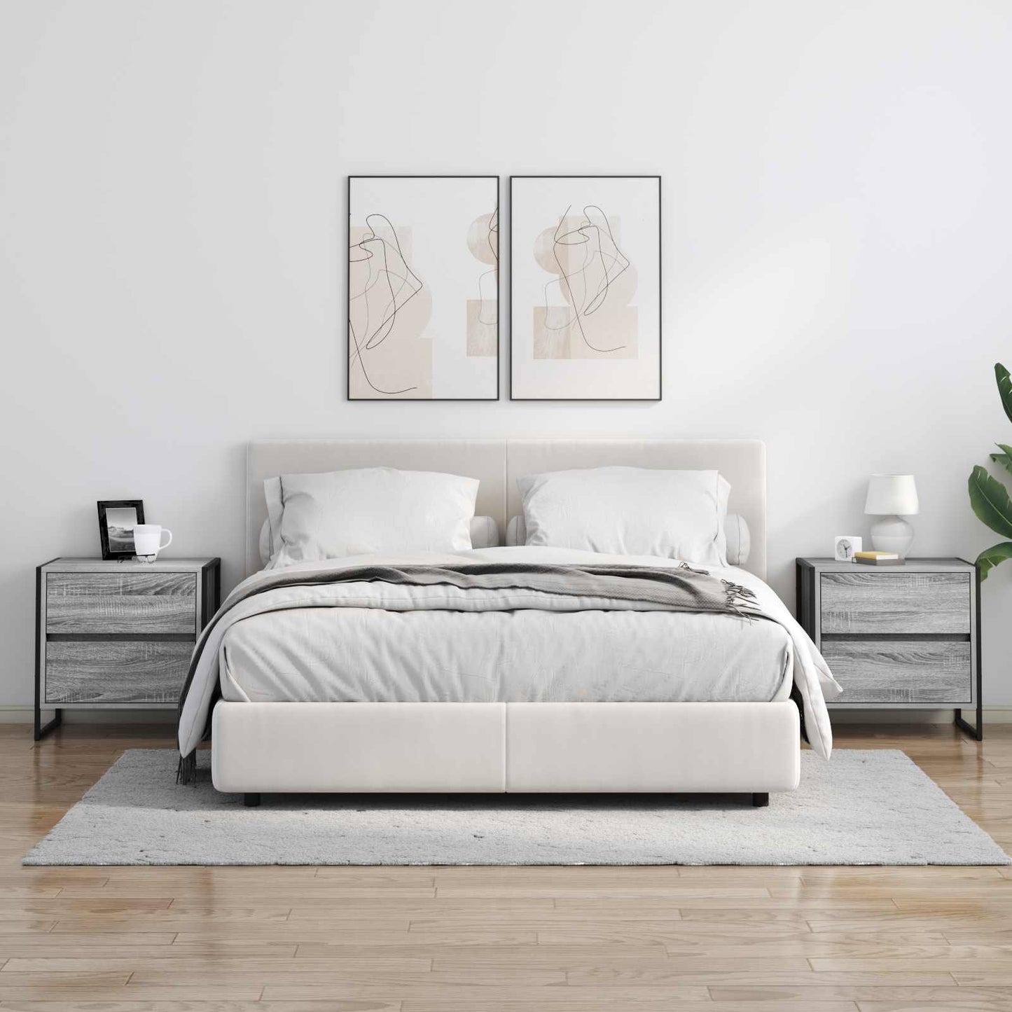 Comodino Grigio Sonoma 50 x 39.5 x 50 cm Legno multistrato