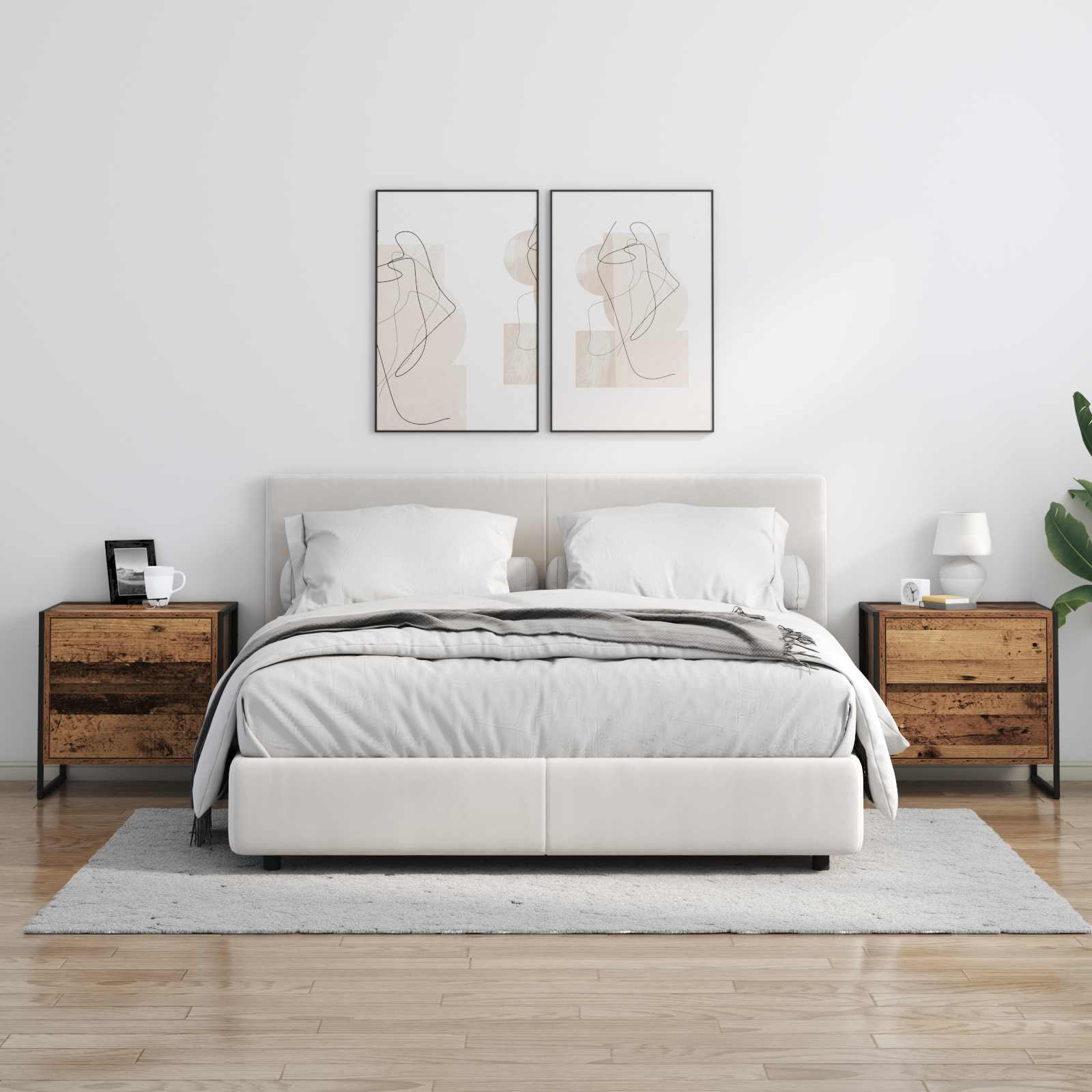 Comodino con cassetto 2 pcs Legno vecchio 50 x 39.5 x 50 cm | homemem39