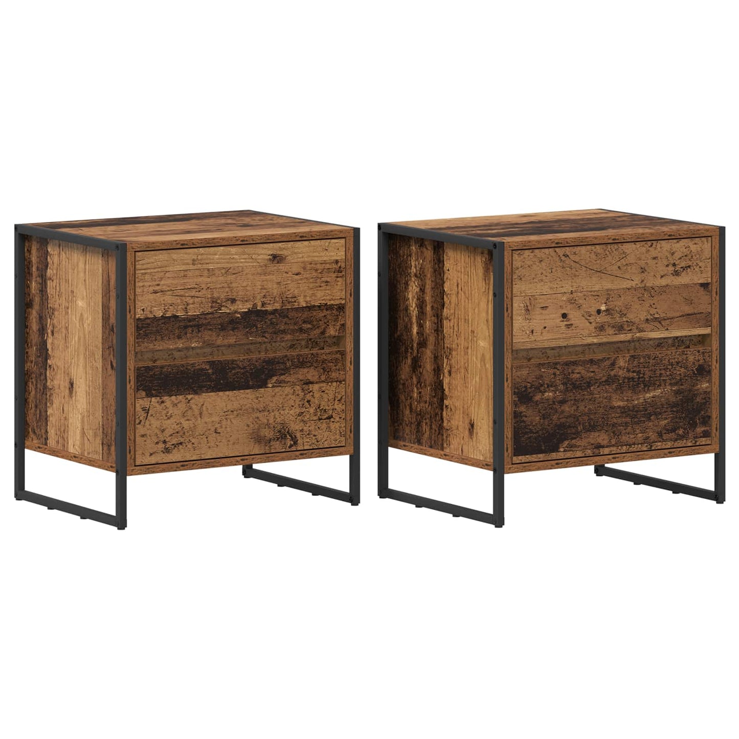 Comodino con cassetto 2 pcs Legno vecchio 50 x 39.5 x 50 cm