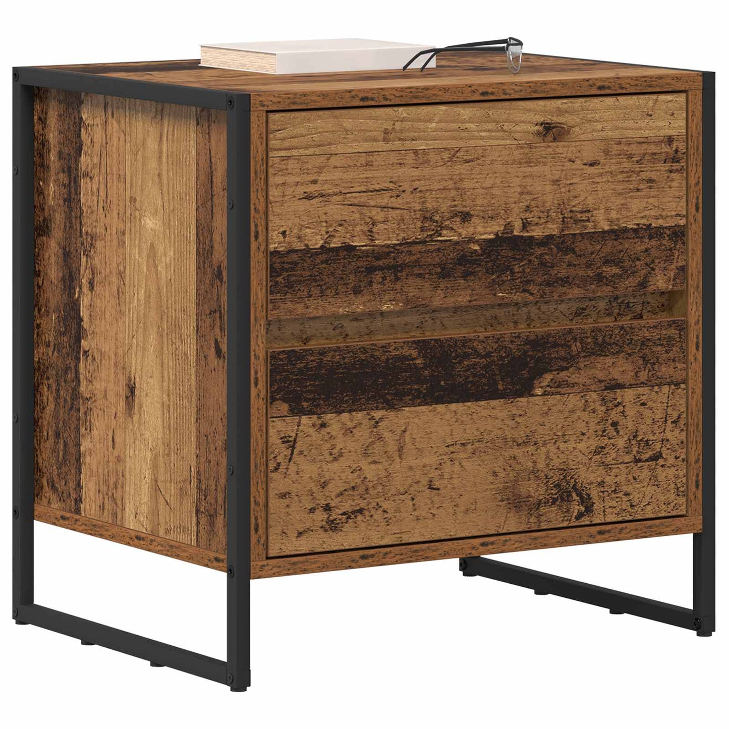 Comodino con cassetto 2 pcs Legno vecchio 50 x 39.5 x 50 cm