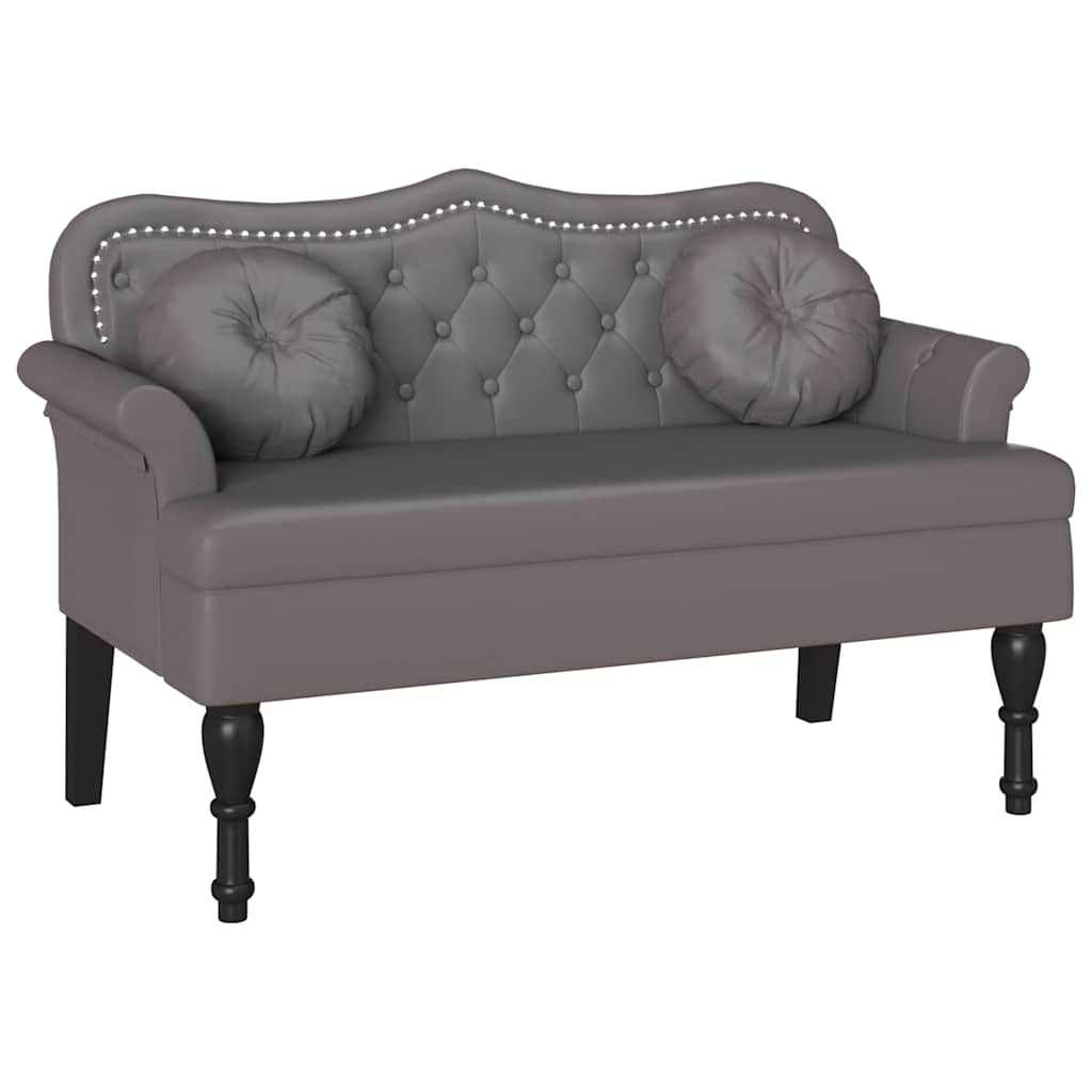 Panca Chesterfield Grigio 120,5 x 65 x 75 cm Pelle Sintetica