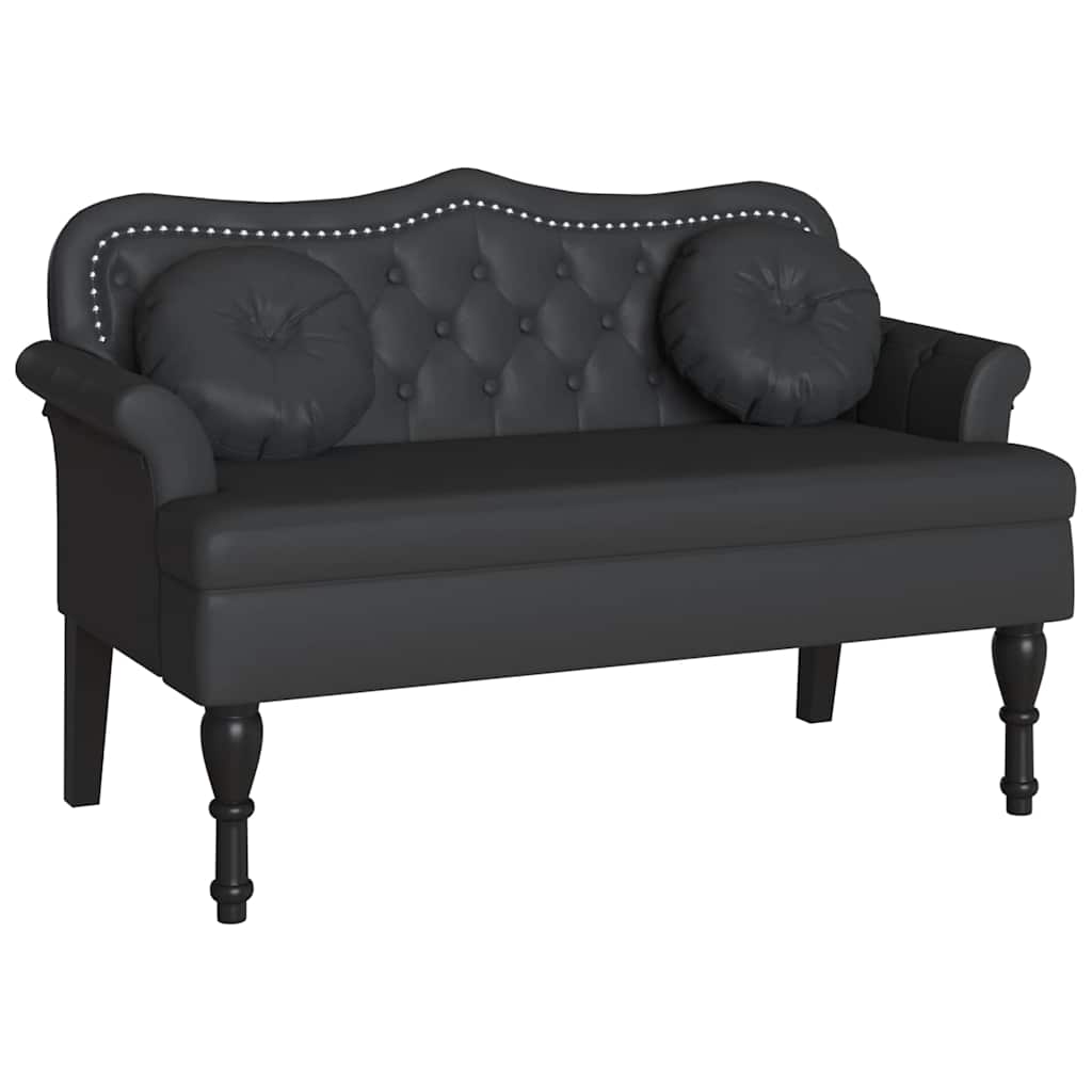 Panca Chesterfield Nero 120,5 x 65 x 75 cm Pelle Sintetica