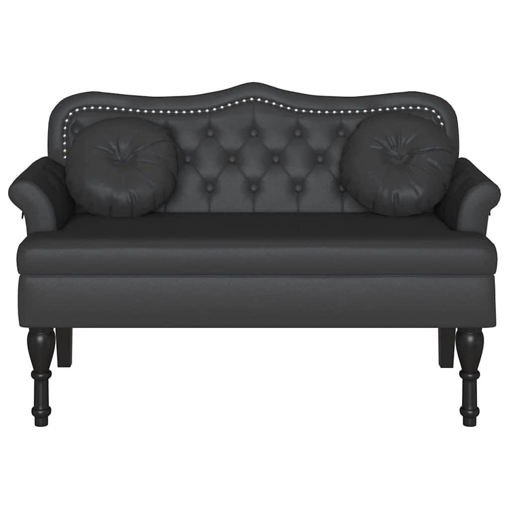 Panca Chesterfield Nero 120,5 x 65 x 75 cm Pelle Sintetica