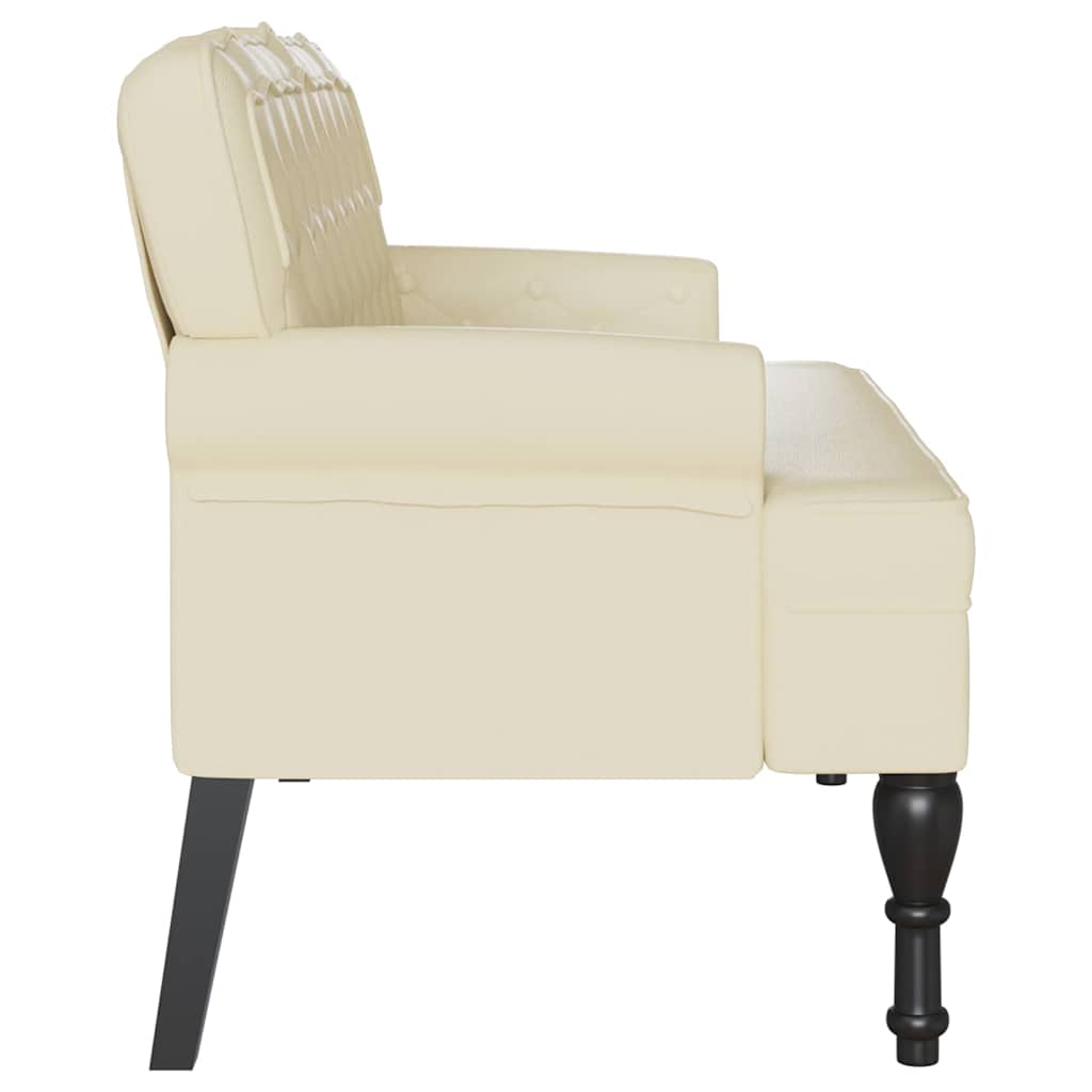 Panca Chesterfield Crema 119,5 x 64,5 x 75 cm Pelle Sintetica