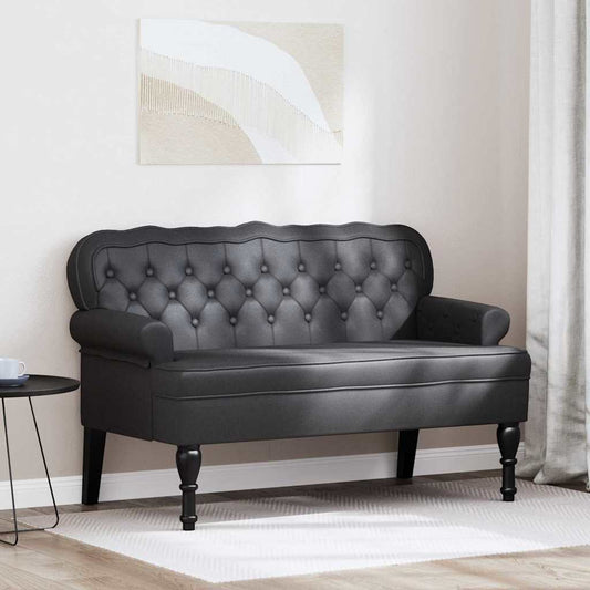 Panca Chesterfield Nero 119,5 x 64,5 x 75 cm Pelle Sintetica