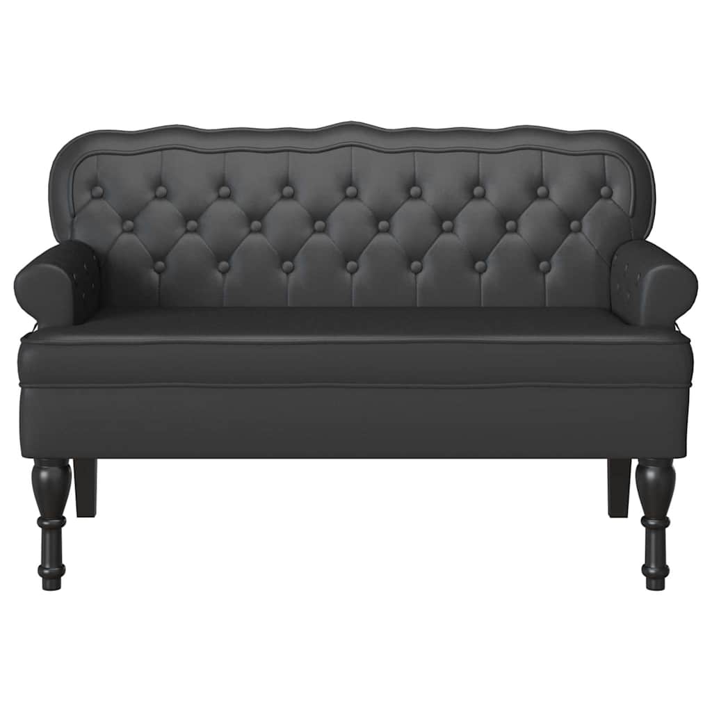 Panca Chesterfield Nero 119,5 x 64,5 x 75 cm Pelle Sintetica