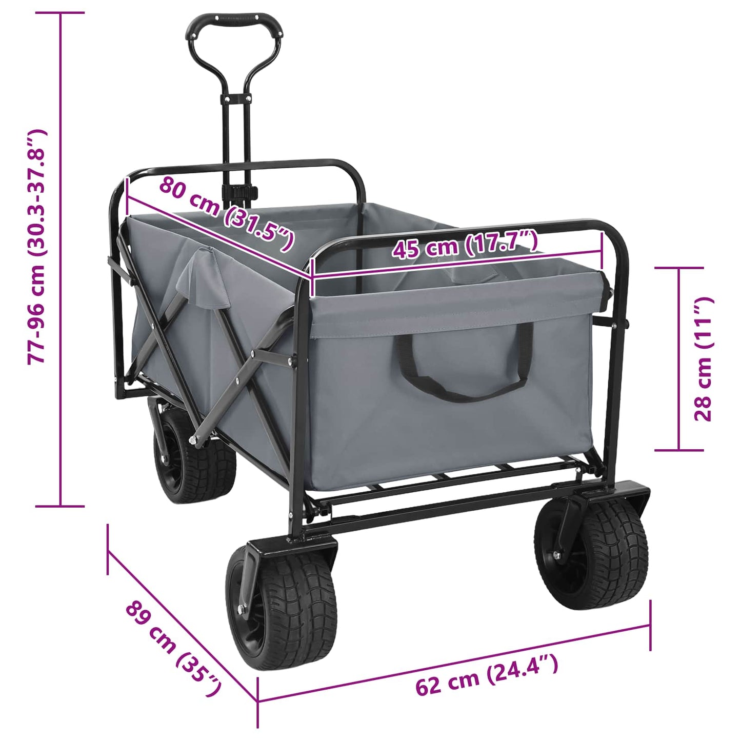 Carrello Pieghevole Grigio 89 x 63 x 96 cm | homemem39
