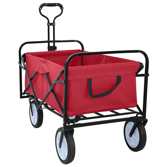 Carrello a Mano Pieghevole Rosso 94 x 53 x 99 cm Tessuto Oxford