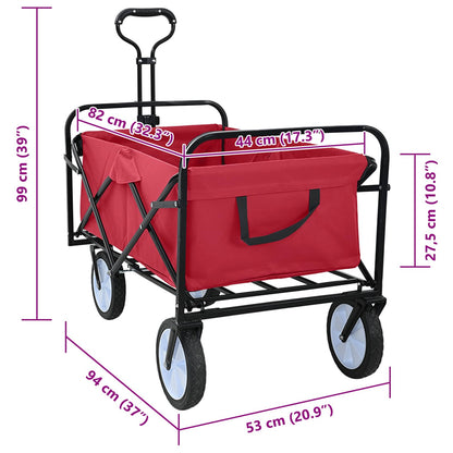 Carrello a Mano Pieghevole Rosso 94 x 53 x 99 cm Tessuto Oxford | homemem39