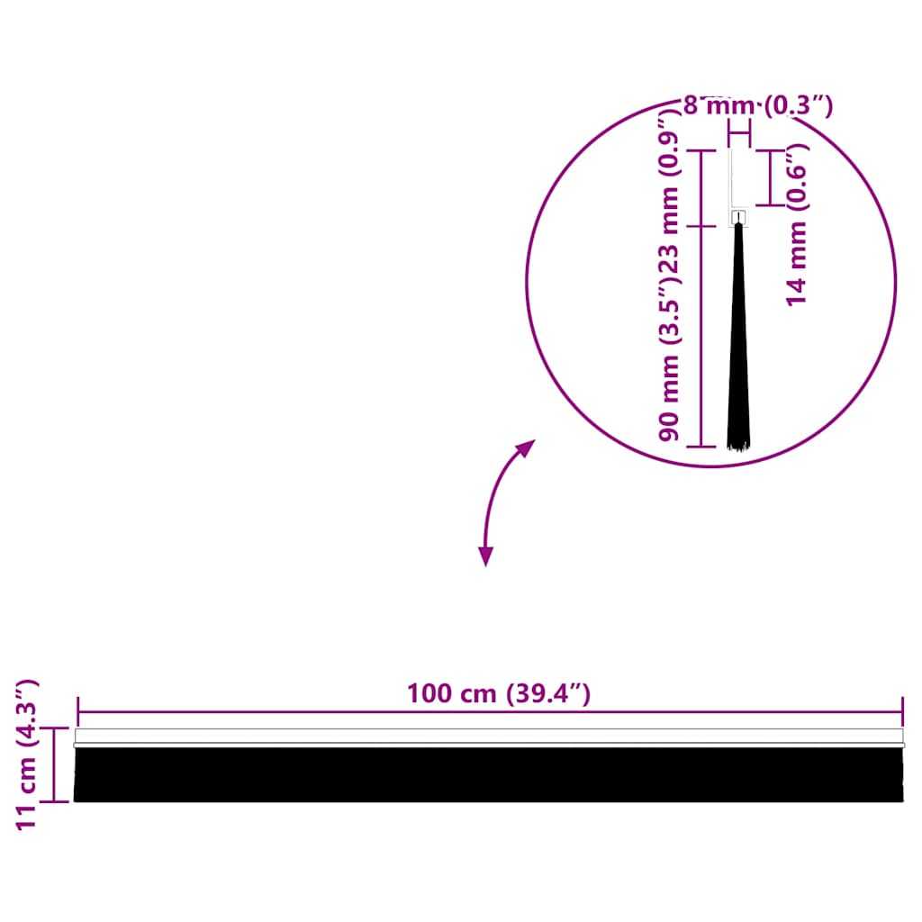 Spazzole per porte autoadesive 6 pcs Marrone 100 cm