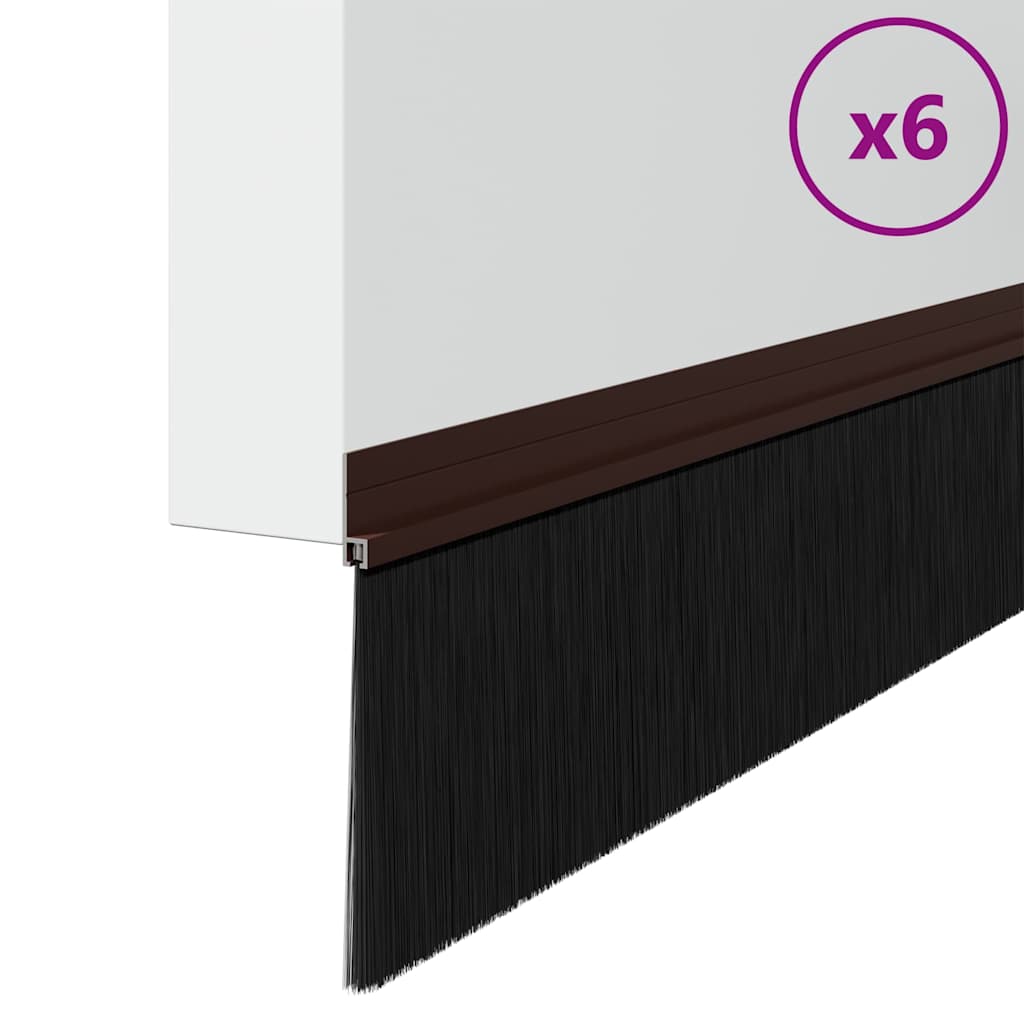 Spazzole per porte autoadesive 6 pcs Marrone 100 cm
