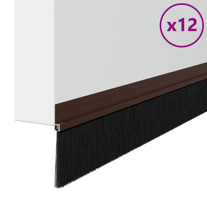 Spazzole per porte autoadesive 12 pcs Marrone 100 cm | homemem39
